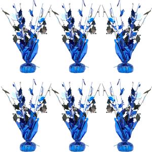 Gyufise 6 Pack Graduation 2025 Metallic Foil Spray Centerpiece Grad Cap 2025 Table Decoration Burst Table Centerpieces Decor for Class of 2025 Graduation Party Supplies Black Blue
