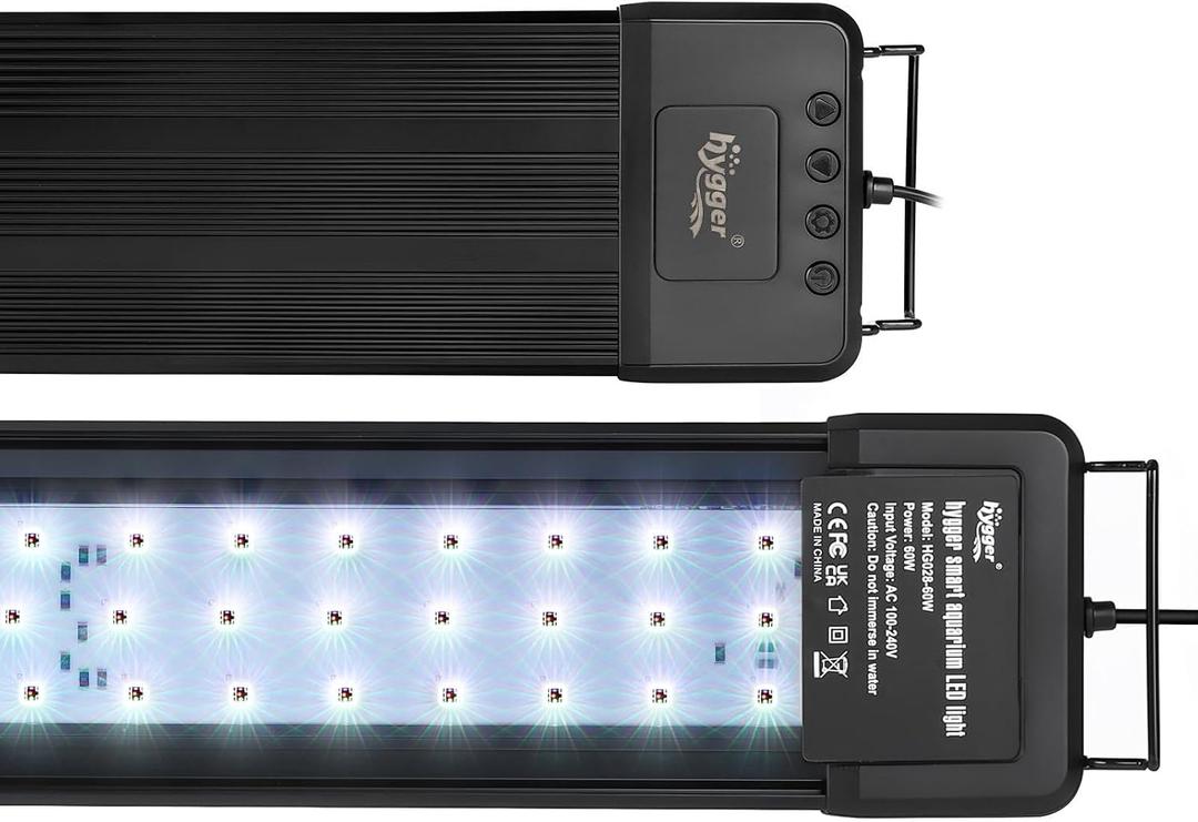 hygger 60W Smart Aquarium Light, Bluetooth LED Light with App Control, Full Spectrum Fish Tank Light with 24/7 Lighting Cycle, 5 Modes, Adjustable Timer, for 48"-55" Freshwater Planted Tank