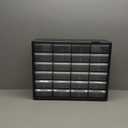 Akro-Mils 24-Drawer Plastic Drawer Storage Cabinet for Garage Organization, Bead Organizer, Building Bricks Storage, Teacher Toolbox, Makeup Organizer, 20" W x 6" D x 16" H, 10124 Black