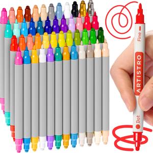 ARTISTRO 48 Acrylic Paint Markers for Rock, Fabric, Wood, Glass, Craft, Decoration - Dual-Tip Paint Pens - Stocking Stuffers, Christmas Gift Idea for Teens, Grandkids, Kids - Art Supplies