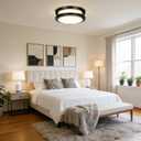 Drosbey 36W Dimmable LED Ceiling Light Fixture, 12in Flush Mount Light Fixture, Ceiling Lamp for Bedroom, Kitchen, Bathroom, Hallway, Super Bright 3500 Lumens, Black, 3000K Warm White