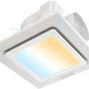 Bathroom Exhaust Fan with Light, 10 x10 IN Panel, Mounting Opening 8x8 IN,Upgraded Quiet Square Vent Fans with LED Light,118 CFM, for Bathroom, Office, Home(4 Inch Air outlet)