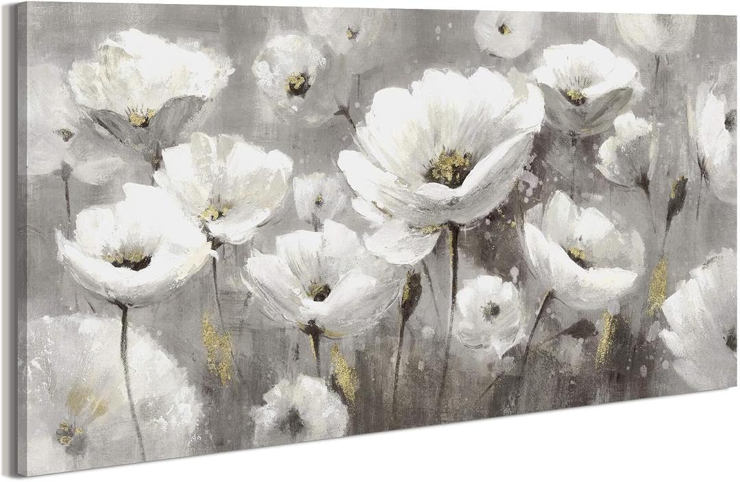 Flower Canvas Wall Art Decor, Floral Picture for Bedroom, 48x24 Inch