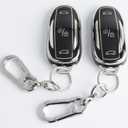 2pcs Key Fob Cover for Tesla Model S/Y/3. TPU Car Key Case Protector with Anti-Loss KeychainBlack