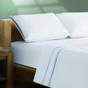TEXAS LINEN CO. 100% Organic Cotton Percale Sheets King Size - Cotton Percale Sheets King, 4 Piece King Percale Sheet Set, Crisp, Cooling Sheets, 16" Deep Pocket Hotel Sheets King Size - Light Blue