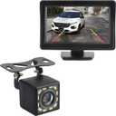 Plug & Play Backup Camera with Monitor 4.6'',12 LED HD Rearview Mirror Camera for Night Vision,150 Wide Angle Universal Car Reverse Camera with Monitor System Fits 12V Cars SUVs