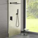 Matte Black Shower System 10 Inch Bathroom Luxury Rain Mixer Shower Combo Set Wall Mounted Rainfall Shower Head and Handheld System Shower Faucet Rough-in Valve Body and Trim Kit