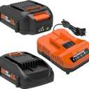 2-Pack 20V 4.0Ah Battery and Charger Combo Replacement for Worx WA3520, WA3525, WA3575, WA3578, WA3669, WA3732, WA3875, WA3881 Compatible with 20 Volt Power share Power Tools