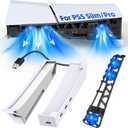 FASTSNAIL Horizontal Stand & Cooling Fan for PS5 Pro/Slim Console, Auto Fan Speed by Temperature and Controller Charger Station, Efficient Cooling System with 3 Fans, 2 USB 3.0, 3 USB 2.0 Port Hub