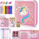 53PCS Fruit Scented Markers Set - Art Coloring Drawing Kits for Kids with Unicorn Pencil Case, Art Supplies for Kids Ages 4 6 8,Stationary Set Pencil,Crayon&Markers Stuff,Birthday Gifts Toys for Girls