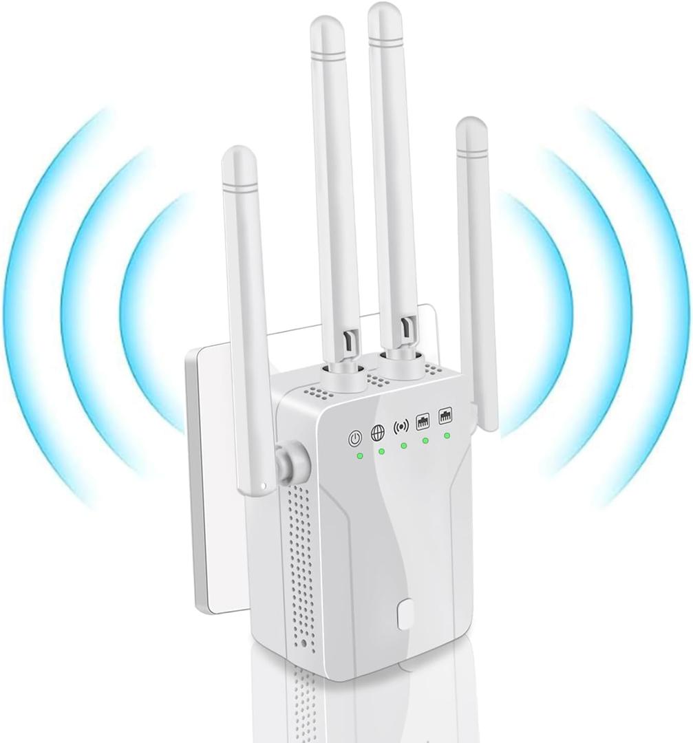 WiFi Extender, Long Range Internet Repeater Signal Booster for Home1-Tap Setup