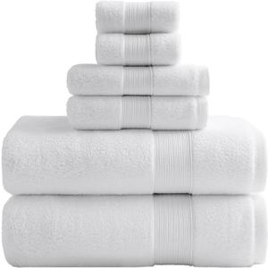 Bath Towels Set of 6 Large 27x55 Inches 650GSM Super Soft Absorbent Cotton Shower Towels for Bathroom -White,6PCS