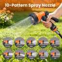 Retractable Garden Hose Reel, 50ft x 1/2", Wall Mounted, 10-Pattern Nozzle | 180 Swivel Bracket, Any Length Lock, with Nozzle Set, for Garden Watering, Car Washing & Patio Cleaning