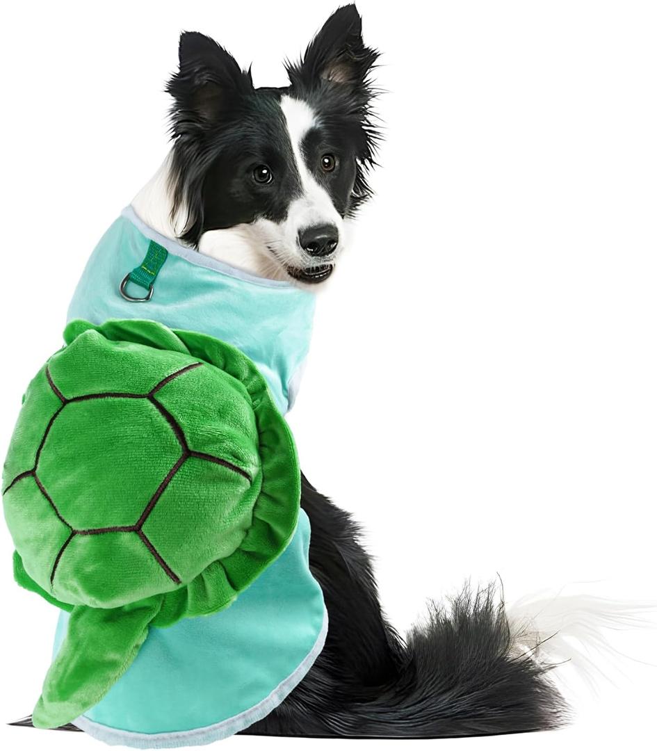 NACOCO Halloween Dog Turtle Costume - Pet Christmas Cosplay Clothes Puppy Funny Winter Warm with D-Ring Soft Coat Outfit Apparel Vest for Small Medium Large Dogs (Green, XL) (X-Large (Pack of 1), Green turtle)