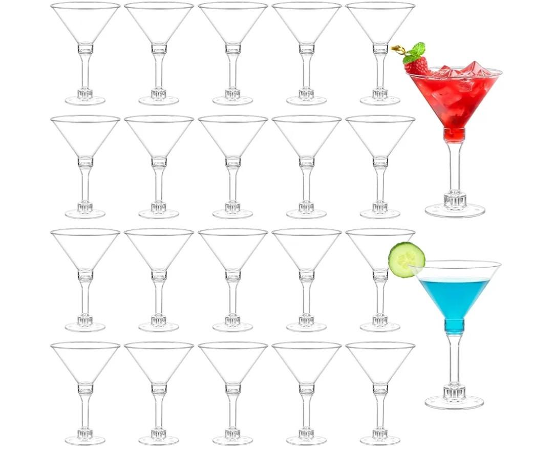 Kucoele 40 Pack Mini Plastic Martini Glasses, 5oz Disposable Cocktail Glasses Tall Party Cups for Wine, Champagne, Margarita