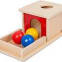 Adena Montessori Wooden Toy for 6-12 Month Baby 3 Balls,Sorting and Stacking Colorful Learning Education Toy for Toddler Kid 1-2 Year Old, Preschool Girl and Boy Gift(Full Size Typical)