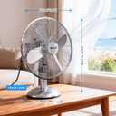 BEYOND BREEZE 12 Inch Retro Oscillating Table Fan, All Metal Desk Fan with 3-Speed and 80 Wide Oscillation, Perfect for Home and Office