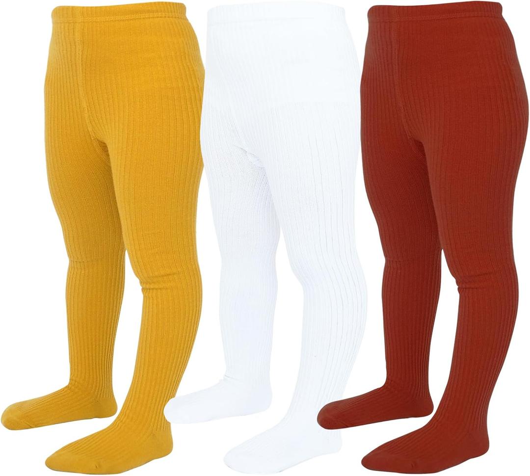 Baby Tights Toddler Ribbed Knit Leggings Cotton Infant Stockings Pantyhose 0-4T (L)