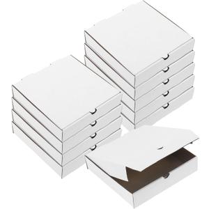 uxcell Pizza Box, 10pcs 9 x 9 Inches - Cowhide Paper Mini Pizza Boxes, Square Corrugated Storage Container for Cake Cookies Pizza Party (White)
