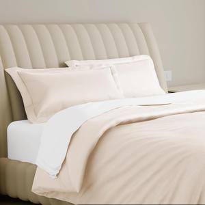 Carressa Linen 100% Egyptian Cotton Duvet Cover Queen Size - 800 Thread Count 3 PC Ivory Duvet Cover Set, Extra Long Staple Egyptian Cotton Quilt Cover, Soft, Breathable with Hidden Zipper Closure (Ivory Cream)