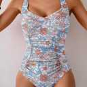 B2prity One Piece Swimsuit for Women Tummy Control Bathing Suits Ruched Slimming Swim Suit Push Up Tie Back Swimwear (XXL)