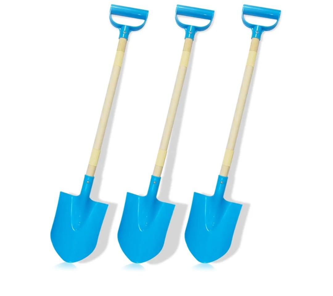 Kids Beach Shovels for Digging Sand, Beach Toys Gifts for Kids 3-10, 31" Long Plastic Shovel Spade & D-Handle, Adjustable Length, 3PACK