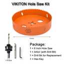 6 Inch Hole Saw with Arbor for Metal Wood and Plastic Cutting, 152mm Bi-Metal Hole Cutter for Different Project with Smooth and Flat Drilling Edge, Fast Chip Removal, Handy Hole Saw Kit Set