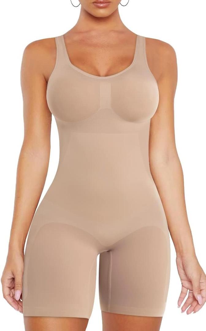 VVX Shorts Bodysuit for Women Tummy Control Shapewear Seamless Sexy Butt Lifting Workout Bodycon One Piece Short Jumpsuit (XL/XXL (firm control or one size up), A-1 Pack-nude)
