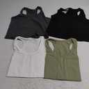 Boao 4 Pieces Basic Crop Tank Tops Sleeveless Racerback Crop Top for Women M
