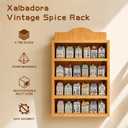 Farmhouse Spice Rack Wall Mounted, 4 Tier Wooden Spice Organizer Shelf for 24 House-Shaped Jars, Natural Wood Decorative Kitchen Shelf