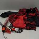 Fantspati Vampire Costume Set for Girls Halloween Dress Up with Choker Bracelet Headband Wand Kids Vampire Costume, L