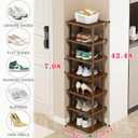 Vertical Shoe Rack - Tall Narrow Shoe Rack Organizer for Small Spaces,7 Tier Bamboo Shoen Shelf for Entryway,Closet,Corner,Doorway,Skinny Shoe Shelf Space Saving Shoe Storage,Free Stackable DIY