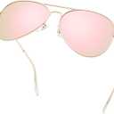 livho Sunglasses for Men Women Aviator Polarized Metal Mirror UV 400 Lens Protection (Rose Gold)