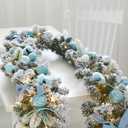 Christmas Garland Pre-Lit 6FT Christmas Garland with Lights, Artificial Pine with Ball Ornaments, Pinecones & Bows (Blue)
