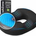 Donut Pillow Seat Cushion - Cooling Gel Donut Chair Cushions, Memory Foam Seat Cushion for Office & Home, Car Seat Cushion and Butt Pillow, Hemorrhoids Pillow and Tailbone Pain Relief, Black (XX-Large)