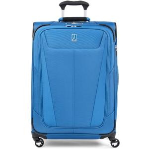 Travelpro Maxlite 5 Softside Expandable Checked Luggage with 4 Spinner Wheels, Lightweight Suitcase, Men and Women, Azure Blue, Checked Medium 25-Inch