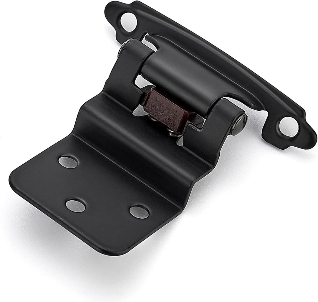 Ravinte 20 Packs (10 Pairs) 3/8" Inset Matte Black Cabinet Hinge,Self Closing Hinges for Kitchen/Bathroom/Furniture Cabinets & Doors,Decorative Cabinet Hardware Kitchen Cabinet Hinges with Door Bumper