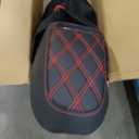 Motorcycle Seat Upgraded One-Piece Driver and Passenger Seat with Diamond Pattern Stitching Fit for Harley Touring Electra Glide 1997-2007 Road Glide 1998-2007 (Red Diamond Stitching)
