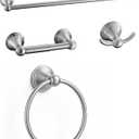 4-Piece Bathroom Hardware Accessories Kit, Zynuhmo Brushed Nickel Towel Bar Set Wall Mounted with 20'' Towel Bar, Towel Ring & Toilet Paper Holder, Robe Hook Set Fixtures for Modern Farmhouse Bathroom