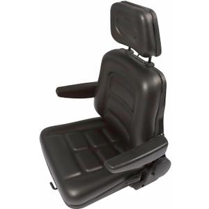 Universal Tractor Seat with Headrest, Adjustable Backrest, Armrests and Slide Rail Compatible with Forklifts Excavators Golf Carts Dozers Tractors Lawn Mower (Black)