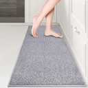 PURRUGS Machine Washable Kitchen Rug 17" x 48", Non-Slip/Skid Kitchen Runner Rugs & Floor Mats, Super Absorbent Soft Area Rugs for Sink, Kitchen & Laundry, Rolled Packaging, Grey