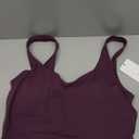CRZ YOGA Butterluxe Womens V Neck Longline Sports Bra - U Back Padded Crop Workout Tank Tops with Built in Pads, medium