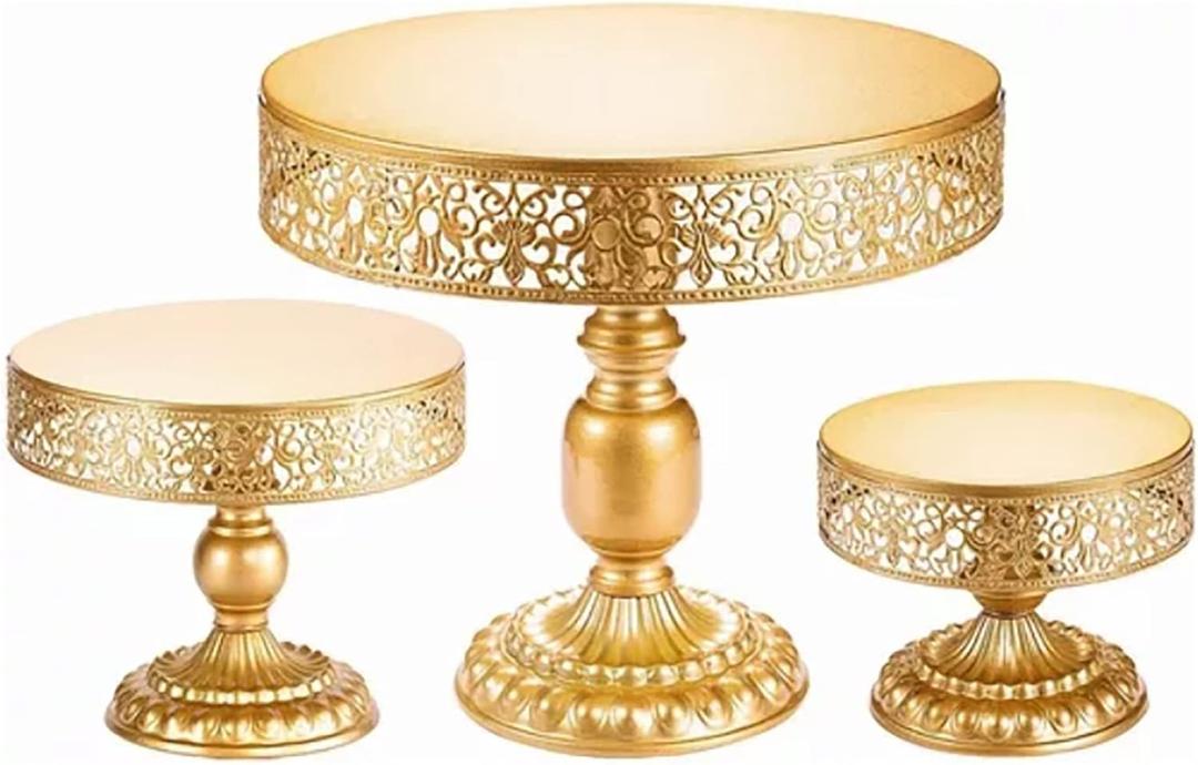 3PCS Gold Cake Stand Cupcake Holder Decorative Iron Reusable Detachable Stable Cupcake Tray for Party