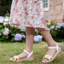Coutgo Girls Espadrilles Sandals Platform Wedge Heels Open Toe Ankle Strap Boho Summer Dress Shoes, 12C