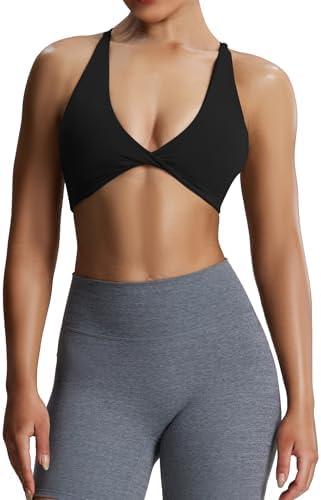 Aoxjox Women's Workout Sports Bras Fitness Sienna Low Impact Bra Yoga Crop Tank, Size M