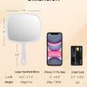 Gladmart Hand Mirror,10.3" L x 7.4" W Handheld Mirror with Handle for Barber Hairdressing,Square White