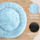 JOLLYVOGUE Medium Calming Dog Bed, Anti-Anxiety Donut Cuddler Cat Bed with Anti-Slip Bottom, Fluffy Faux Fur Machine Washable Pet Cushion for Medium Large Dog & Cat (31") (Light Blue)