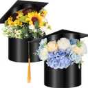 Wonderjune 2 Pcs Graduation Cap Gift Box Graduation Flower Gift Box Party Favors Class of 2026 Candy Container with Tassel Empty Container for Grad Party Celebration, 7.1 x 5.9 Inch, 5.9 x 7.9 Inch