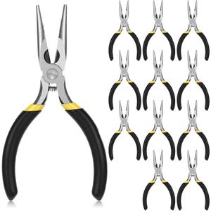 Mini Needle Nose Pliers 12 Pack Small Long Nose Pliers with Wire Cutters, Spring Loaded Thin Needle Nose Pliers, Precision Pliers Set for Crafts/Jewelry Making/Tiny Project