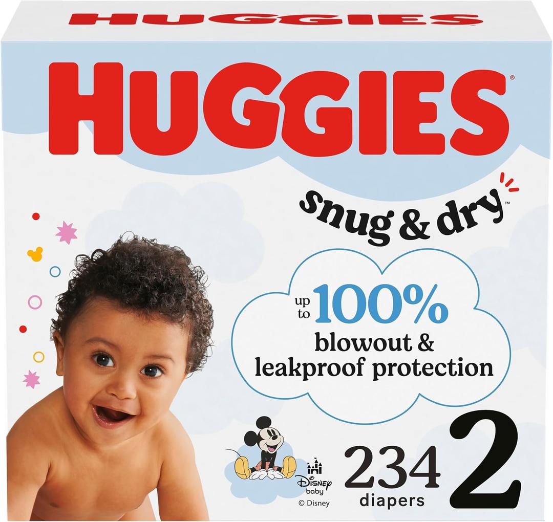 Huggies Size 2 Diapers, Snug & Dry Baby Diapers, Size 2 (12-18 lbs), 234 Count (3 Packs of 78)